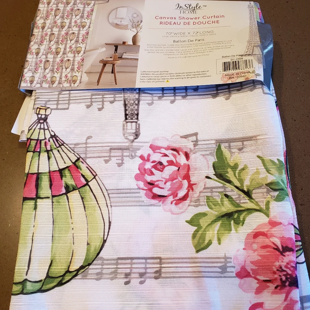 White Paris Themed Shower Curtain